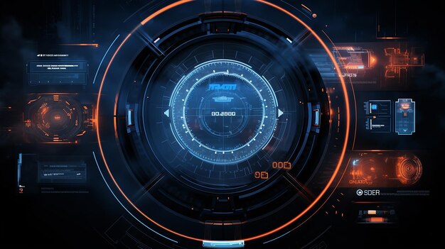 Photo futuristic hud headsup display inspired background with tech elements