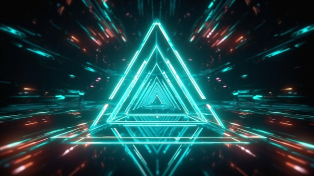 Futuristic HUD triangle tunnel VJ illustration 4K Neon motion graphics for LED