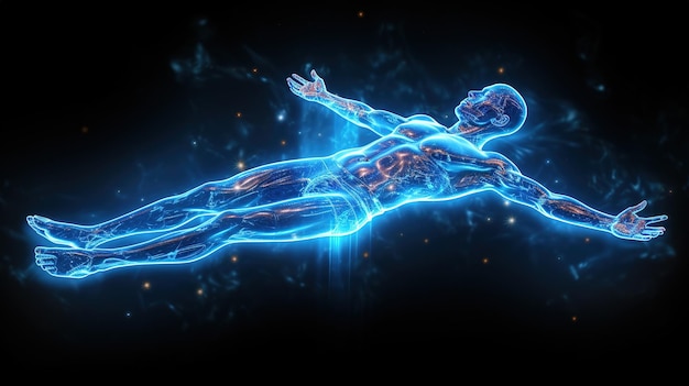 Futuristic Human Body in Blue Light