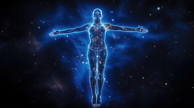 Futuristic Human Body in Blue Light