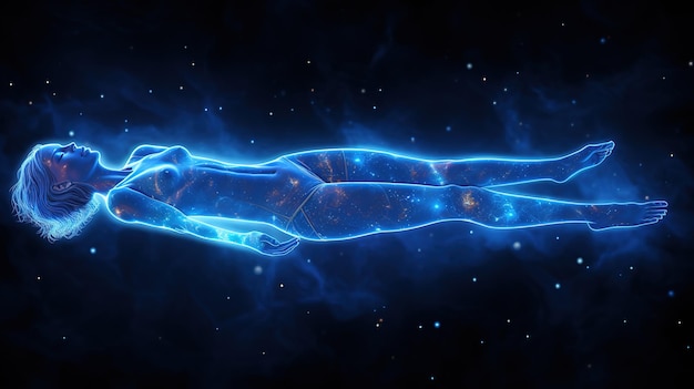 Futuristic Human Body in Blue Light