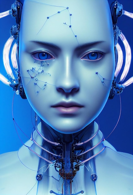 Futuristic Human Cyborg Robot