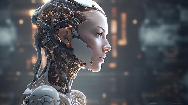 futuristic human robot artificial intelligence concept