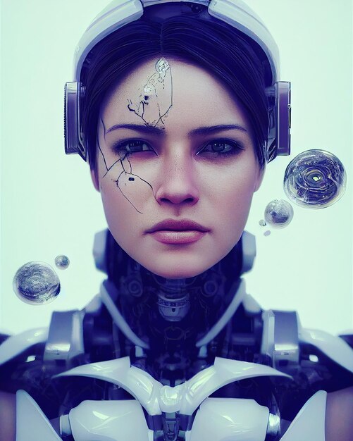 Photo futuristic human robot portrait