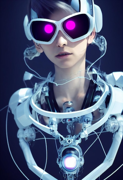 Photo futuristic human robot portrait