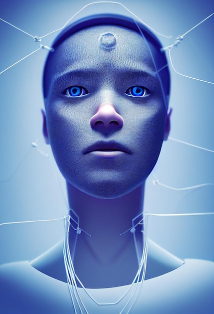 Photo futuristic human robot portrait