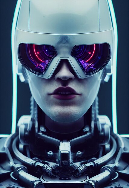 Photo futuristic human robot portrait