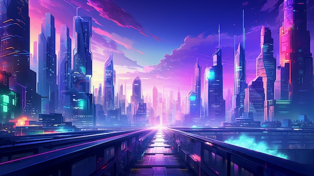 Cyberpunk City, Abstract Illustration, Futuristic City, Dystoptic Artwork  at Night, 4k Wallpaper, Stock Illustration - Illustration of graphic,  modern: 253157395