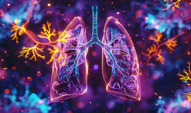 futuristic illustration of human lungs modern medicine technology