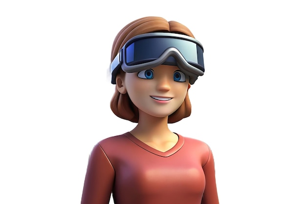 Futuristic illustration of person with virtual reality glasses and elements in the background
