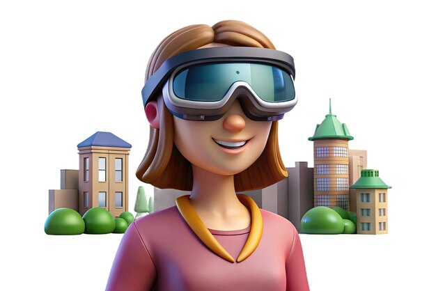 Foto futuristic illustration of person with virtual reality glasses and elements in the background