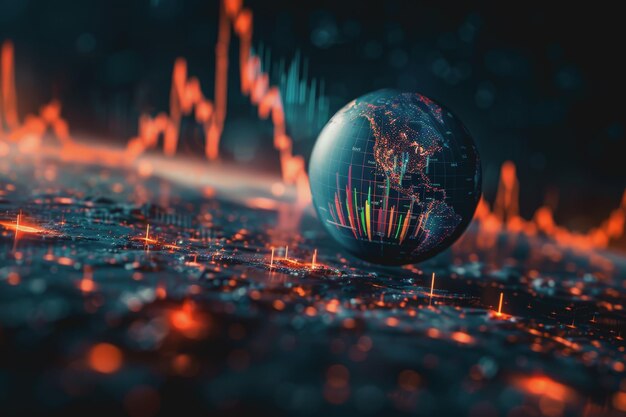 Photo futuristic imf report analyzing the correlation between events and global market fluctuations