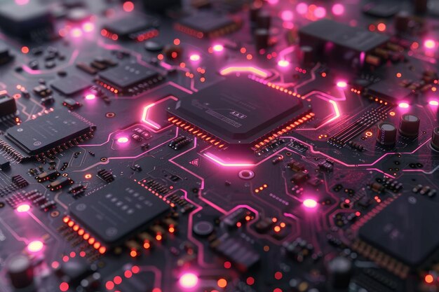 Futuristic integrated circuit design technological style professional photography