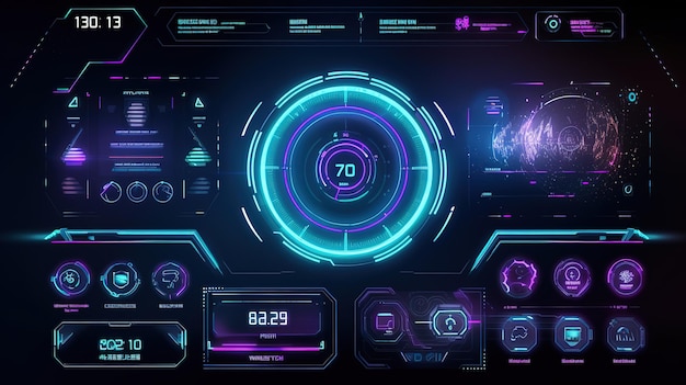 Futuristic interface hud design for business app HudGUI for game background design Technology background Digital data Generative AI