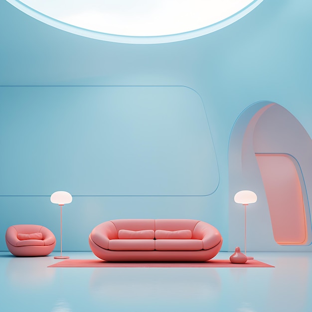 A futuristic interior design of a room