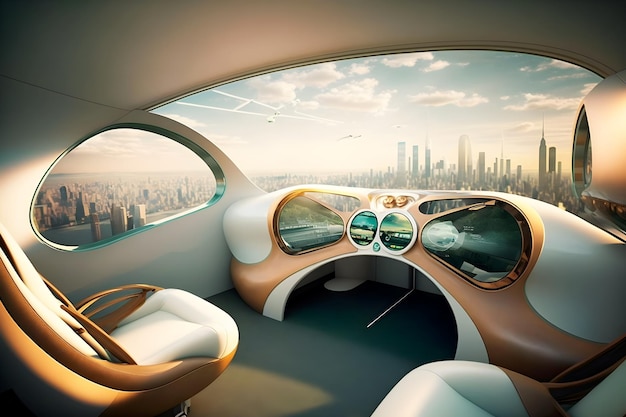 Photo futuristic interior of a luxury car illustration ai generative