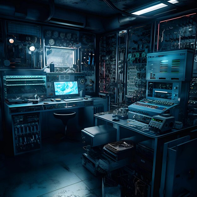 Photo futuristic interior of a modern radio station 3d rendering
