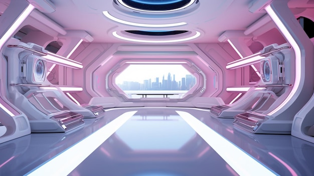 Futuristic interior view Futuristic background business concept