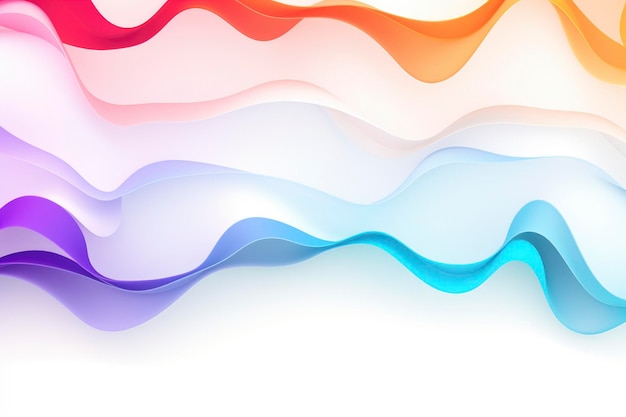 写真 未来的な虹彩色 動的流動波背景 壁紙 装飾 ウェブページ 白い背景