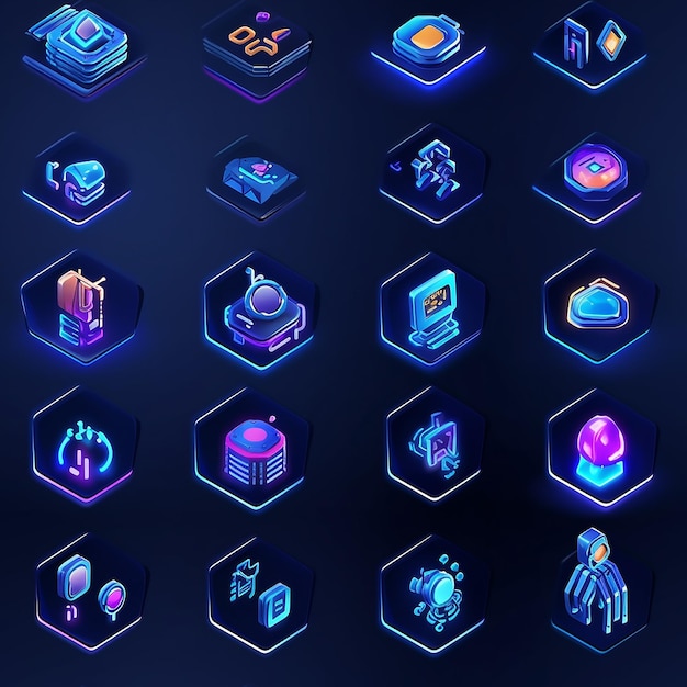 Futuristic Isometric Icons 3D Tech Emoji Game and Biz Art for Virtual Worlds Digital Transformation