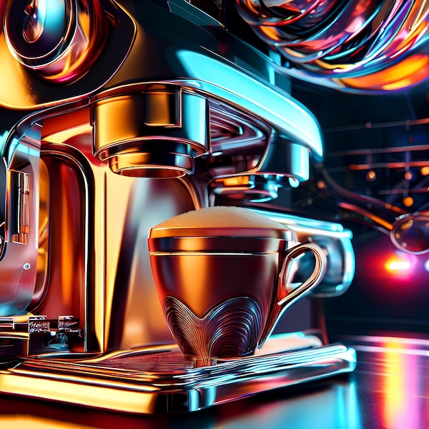 Futuristic Italian coffee machine design for decoration and creations