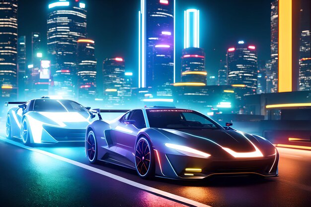 Futuristic jdm japanese street car at street city road generative art by ai