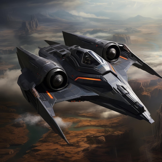 Photo futuristic jet concept art inspired by star wars evil empire