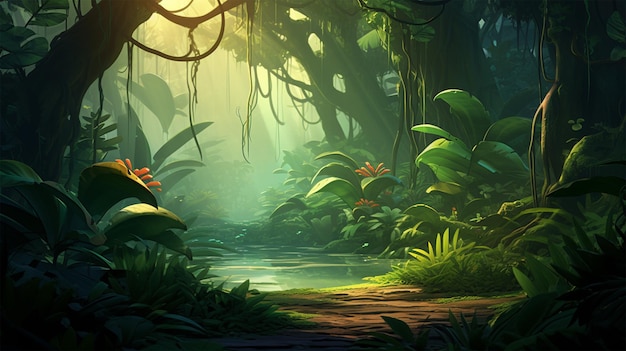 futuristic jungle scene generative ai