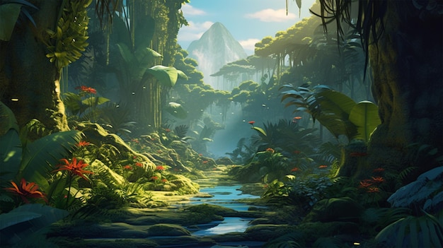 futuristic jungle scene generative ai