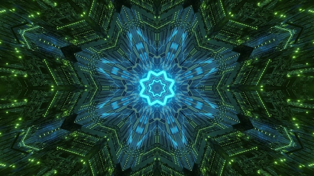 Futuristic kaleidoscope tunnel 3d illustration