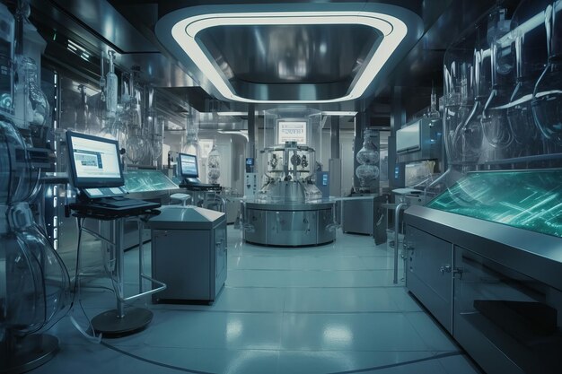 Futuristic laboratory room Generate Ai