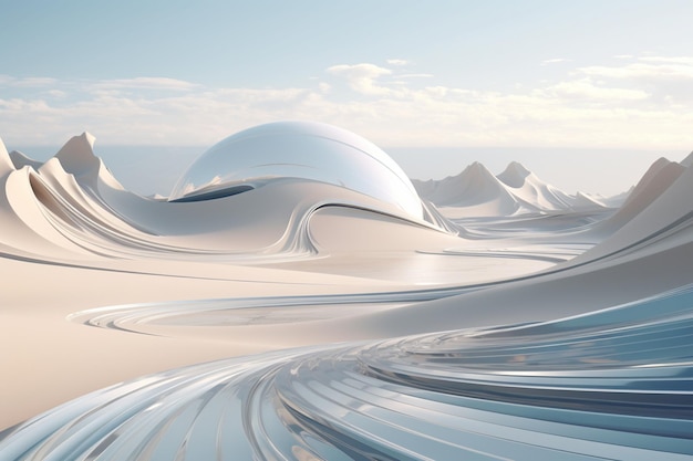 Futuristic landscape shaped by the beauty of mathe 00301 03