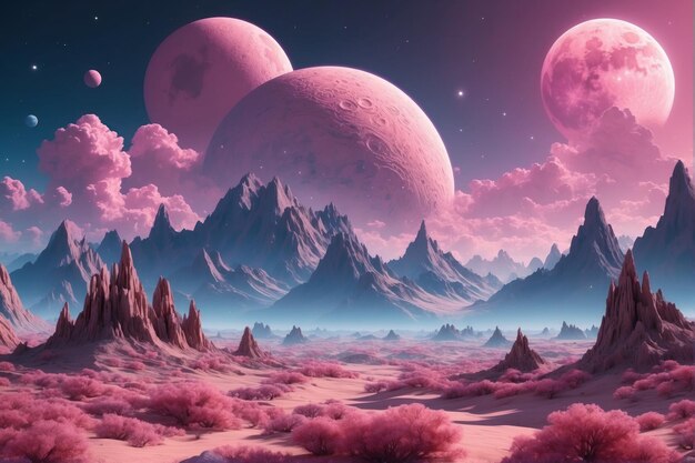 Futuristic landscape of an unknown planet