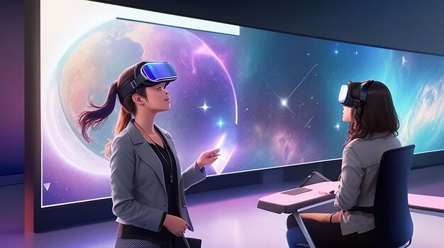 Futuristic Learning Hub Hologrammen VR-integratie