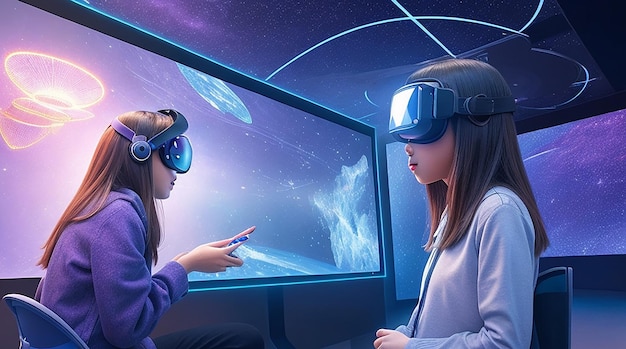 Futuristic Learning Hub Hologrammen VR-integratie