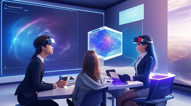 Futuristic Learning Hub Hologrammen VR-integratie