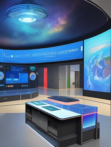 Futuristic learning hub holograms vr integration