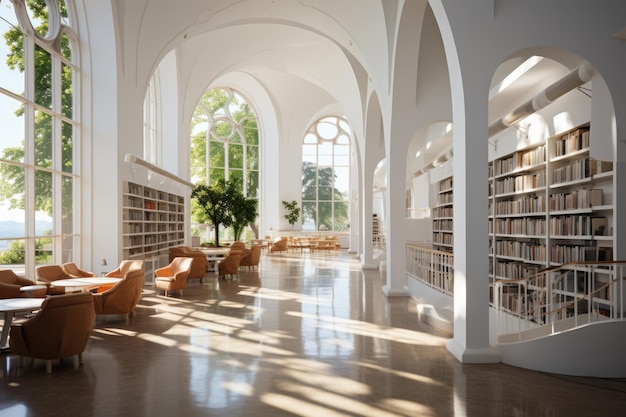 futuristic led style library interior
