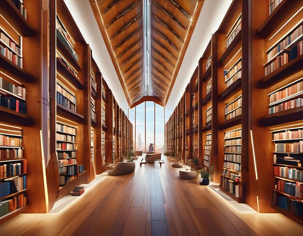 A futuristic library with AIpowered books and knowledge archives