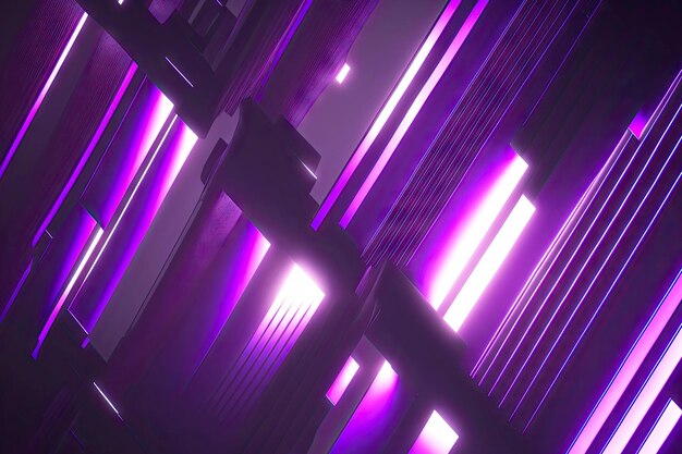 Futuristic light lines of purple color as d render abstract geometric background generative ai