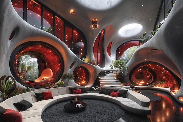 Futuristic living room modern future smart comfortable cosy apartment house design decor luxury