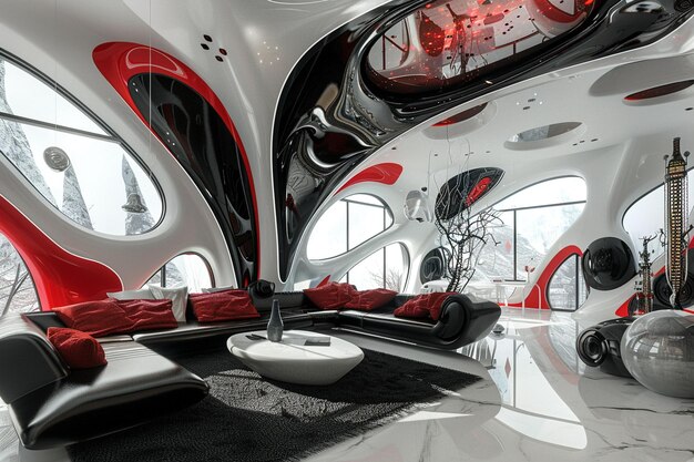 Futuristic living room modern future smart comfortable cosy apartment house design decor luxury