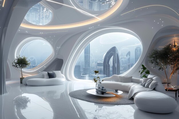 Photo a futuristic living space with automated controls and energy efficient features