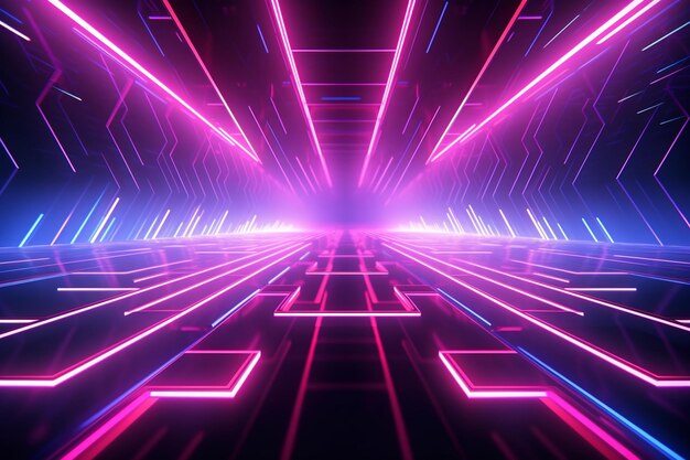 Futuristic looking scene with many neon light bars gaming background