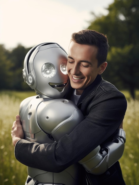 Photo futuristic love cyborg relationships in the future technology and emotion envisioning a world of artificial intelligence robotic companionship and evolving dynamics of love in the digital age