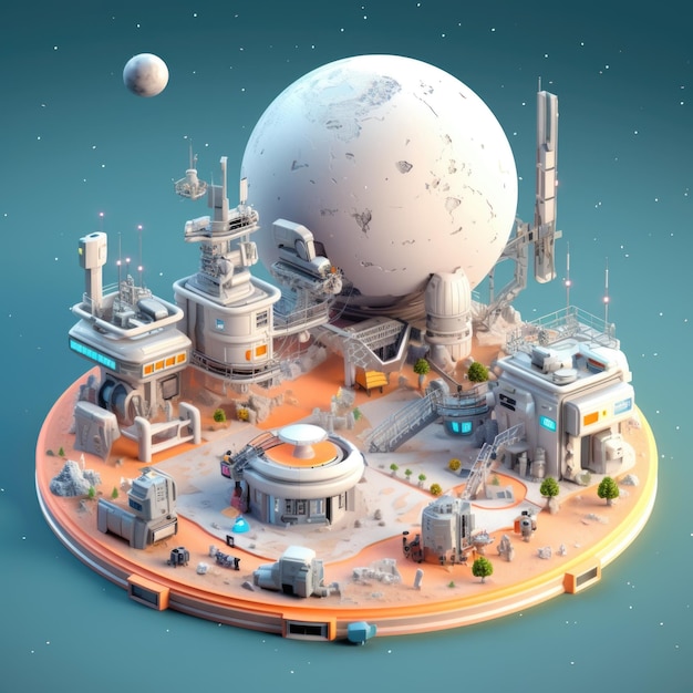 Futuristic Lunar Colony 3d illustration