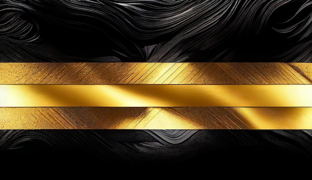 Футуристический роскошный черный фон с золотыми линиями и неоновым светом