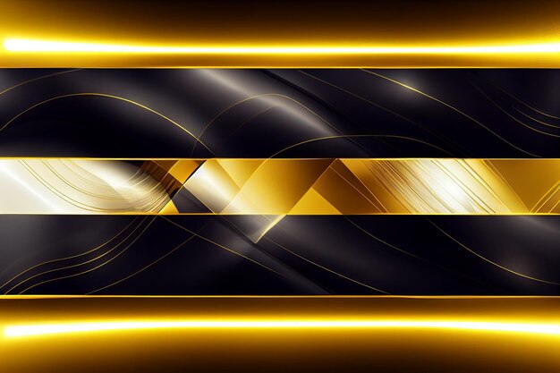 Photo futuristic luxury black background with golden lines and neon light