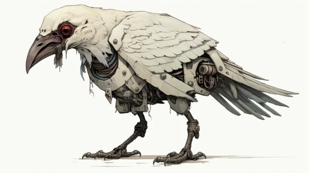 Photo futuristic mechanical bird artwork with raw and unpolished aesthetic