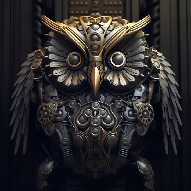 Photo futuristic mechanical owl steampunk crafts images ai generated art